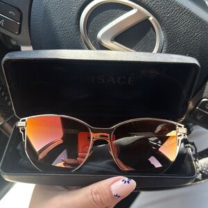 Versace Gold and Orange Sunglasses with Mirrored Lenses